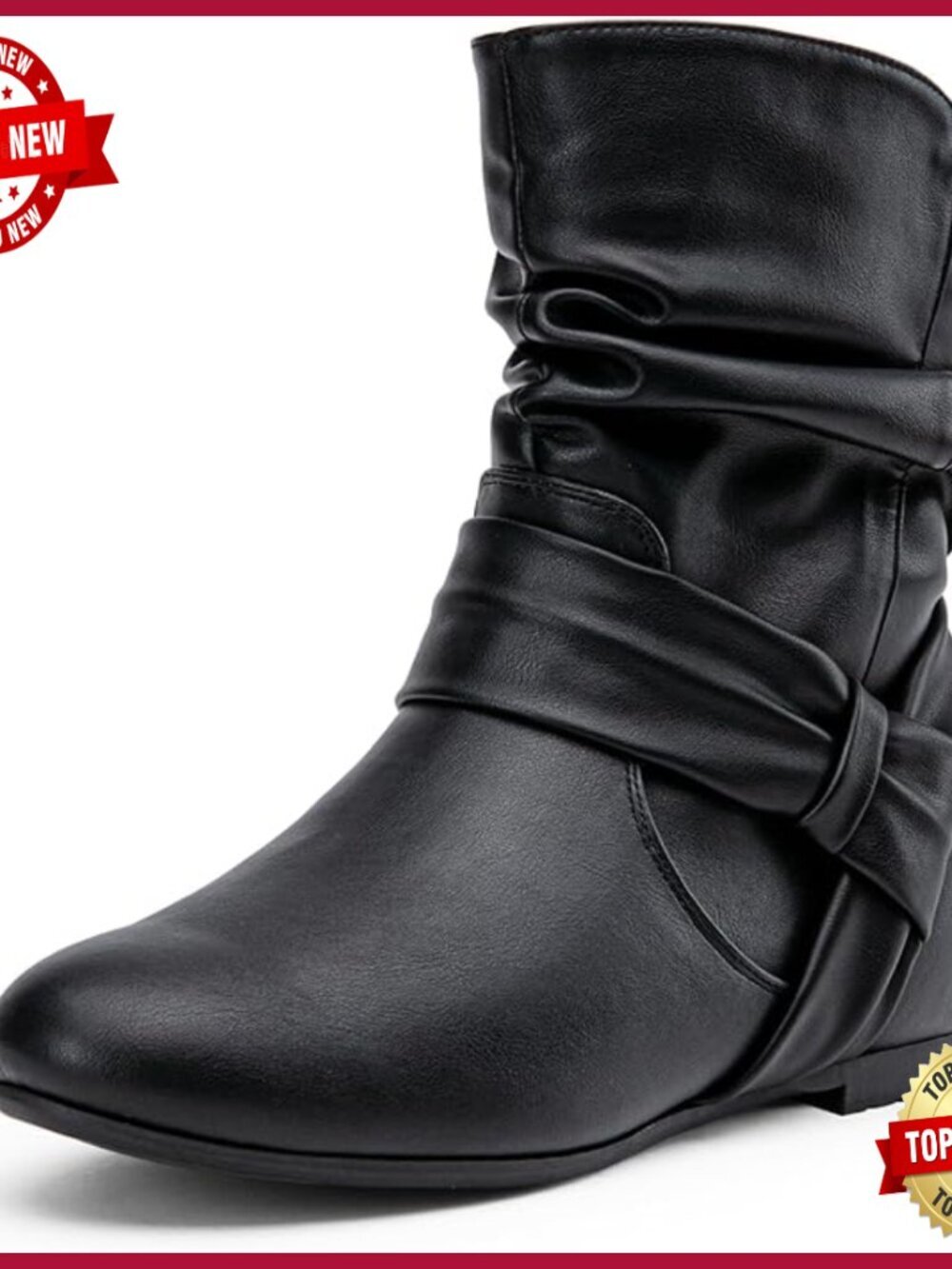 Slouch Ankle Flat Boots Low Heel Zipper Fashion Short Booties